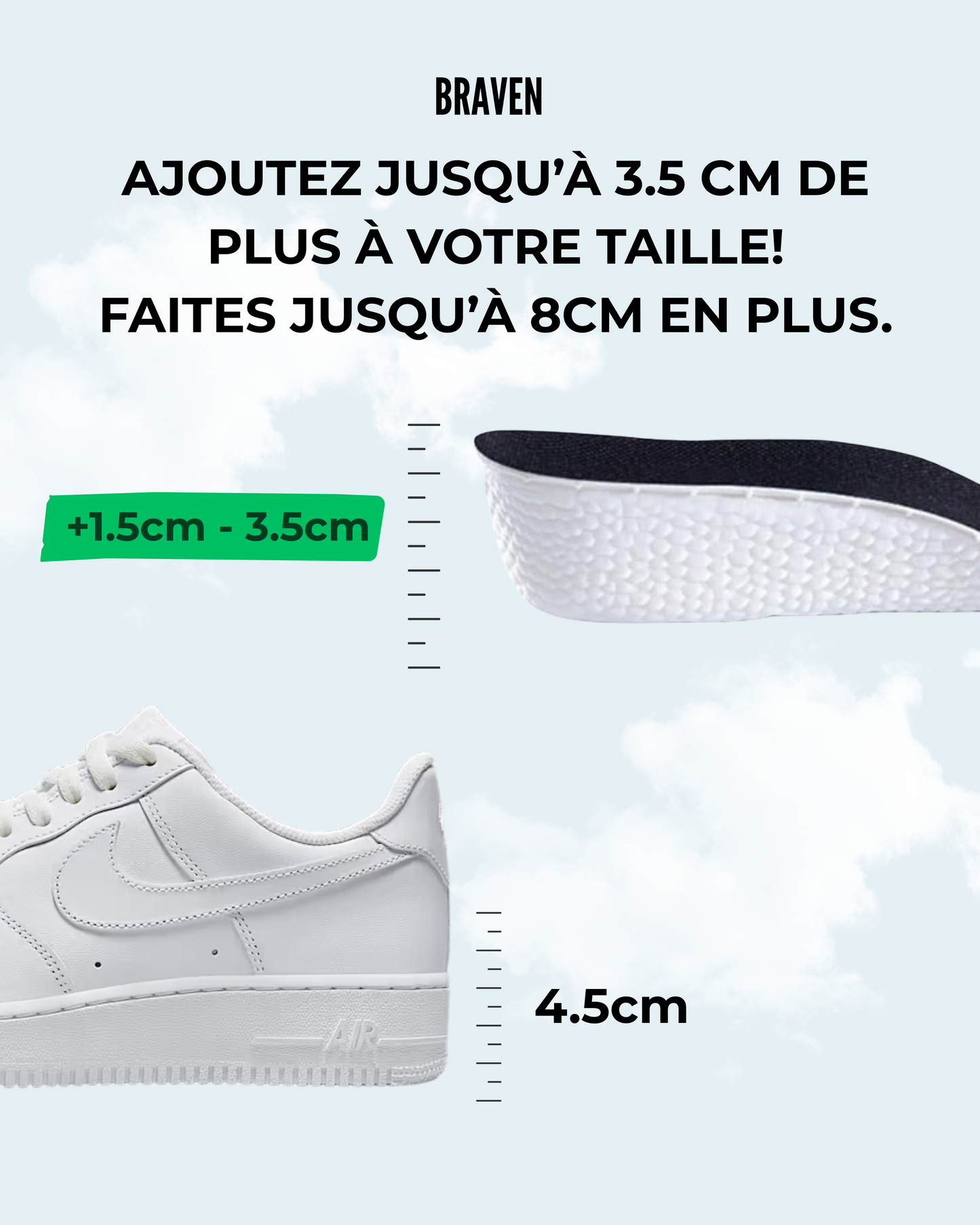 Semelles Réhaussantes Braven Lift™
